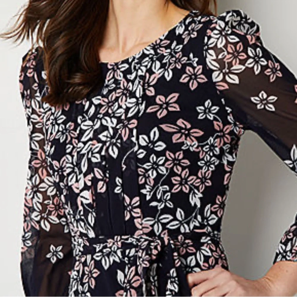 R & K Originals Sleeveless Floral Midi Fit + Flare Dress - NWT - Picture 2 of 4